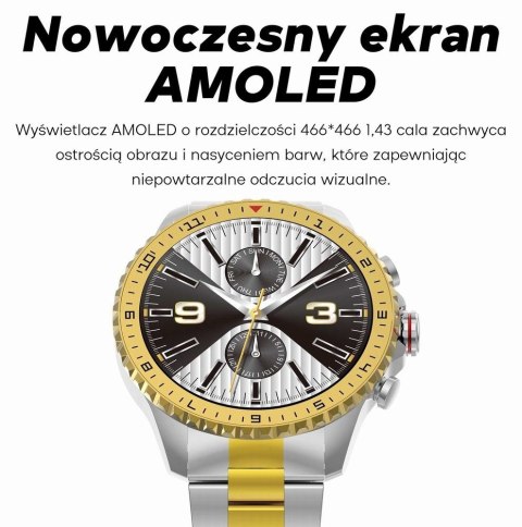 Smartwatch Gravity GT16-1 Złoty na Stalowej Bransolecie