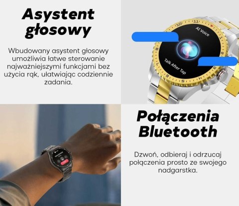 Smartwatch Gravity GT16-1 Złoty na Stalowej Bransolecie
