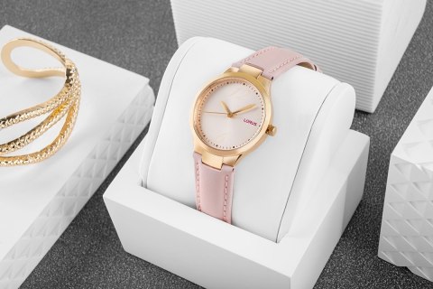 Zegarek damski Lorus Lady RG210UX9 różowe złoto pudrowy róż
