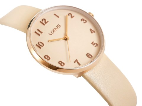 Zegarek damski Lorus Lady RG220SX9 różowe złoto karmelowy