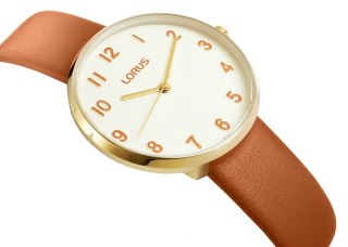 Zegarek damski Lorus Lady RG222SX9 złoty z karmelowym paskiem