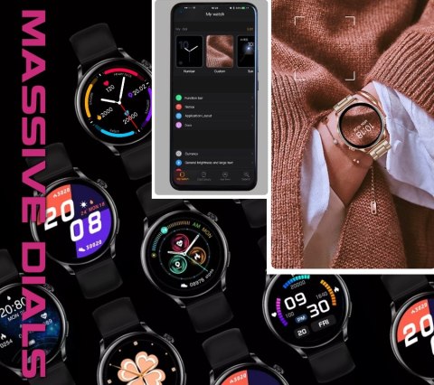 Smartwatch Damski Rubicon RNCE81 Rose Gold z Bransoletą Mesh