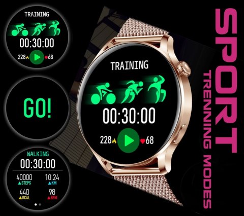 Smartwatch Damski Rubicon RNCE81 Rose Gold z Bransoletą Mesh