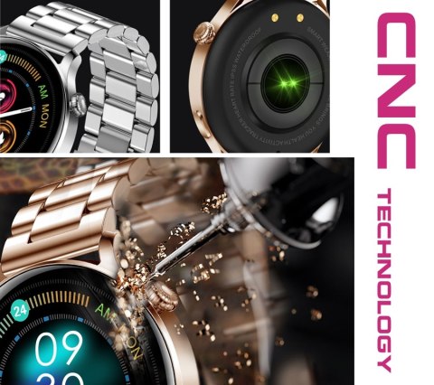 Smartwatch Damski Rubicon RNCE81 Rose Gold z Bransoletą Mesh