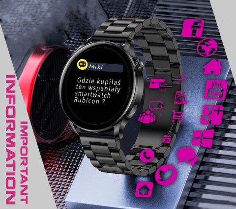 Smartwatch Damski Rubicon RNCE81 Rose Gold z Bransoletą Mesh
