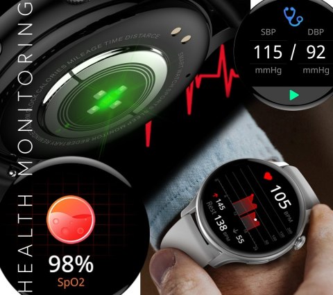 Smartwatch Damski Rubicon RNCF10 AMOLED Bluetooth Call Srebrny