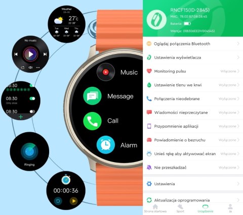 Smartwatch Damski Rubicon RNCF15 Tytan/Latte Ładowanie Ind.