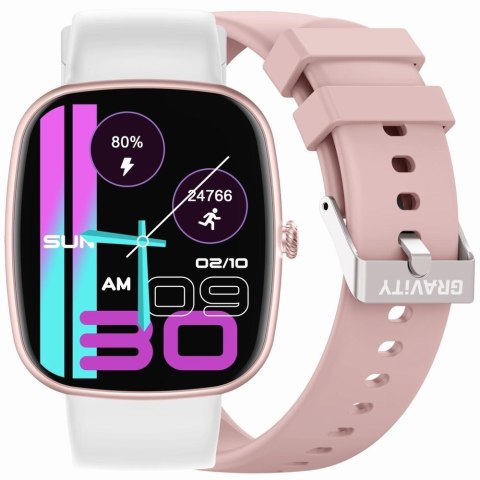 Smartwatch Damski Gravity GT18-2 Różowy + Dodatkowy Biały Pasek