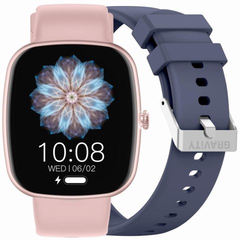 Smartwatch Damski Gravity GT18-3 Różowy + Granatowy Pasek
