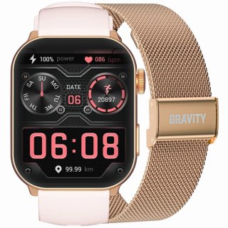 Smartwatch damski Gravity GT28-6 różowy + pasek i bransoleta