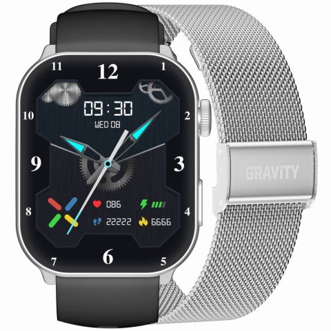 Smartwatch Damski Gravity GT28-9 Czarno-Srebrny + Bransoleta