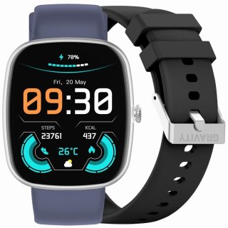 Smartwatch Męski GRAVITY GT18-6 Srebrny z dwoma paskami