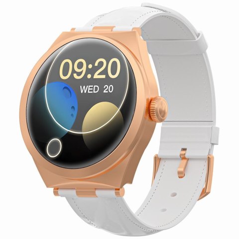 Smartwatch Gravity GT25-5 Różowe Złoto z Białym Paskiem