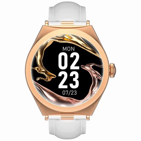 Smartwatch Gravity GT25-5 Różowe Złoto z Białym Paskiem