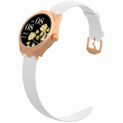 Smartwatch Gravity GT25-5 Różowe Złoto z Białym Paskiem