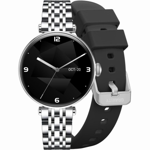 Smartwatch Gravity GT26-9 Srebrno-Czarny - 2 Paski w Zestawie