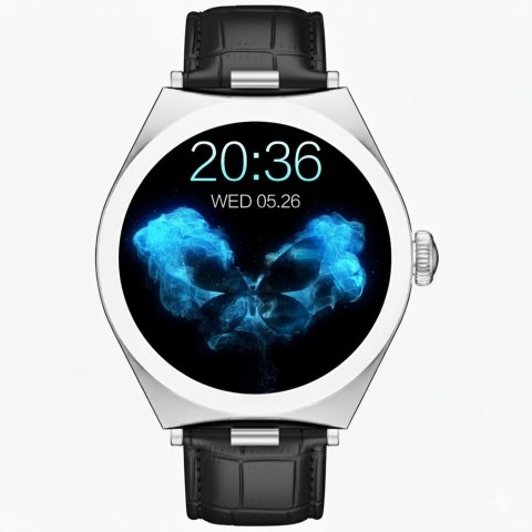 Smartwatch Gravity GT25-8 Srebrno-Czarny z Paskiem Skórzanym