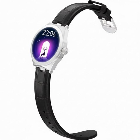 Smartwatch Gravity GT25-8 Srebrno-Czarny z Paskiem Skórzanym
