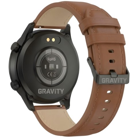 Smartwatch Gravity GT10-4 Czarny z brązowym paskiem skórzanym