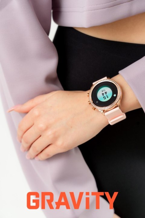 Smartwatch Gravity GT5-5 Różowe Złoto Pasek + Bransoleta