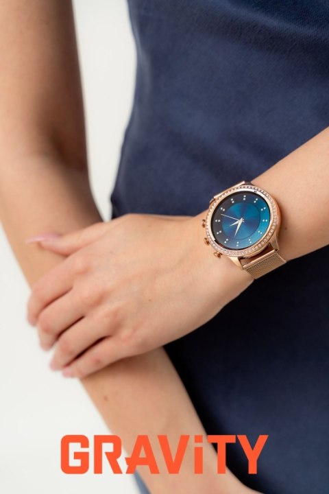 Smartwatch damski Gravity GT5-8 Różowe Złoto + Pasek i Bransoleta