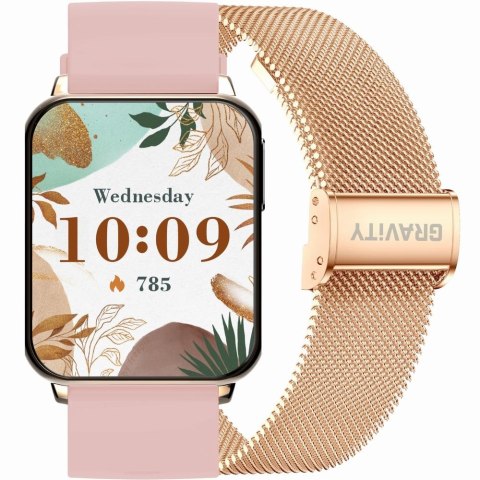 Smartwatch Gravity GT17-1 Różowe Złoto + 2 Paski
