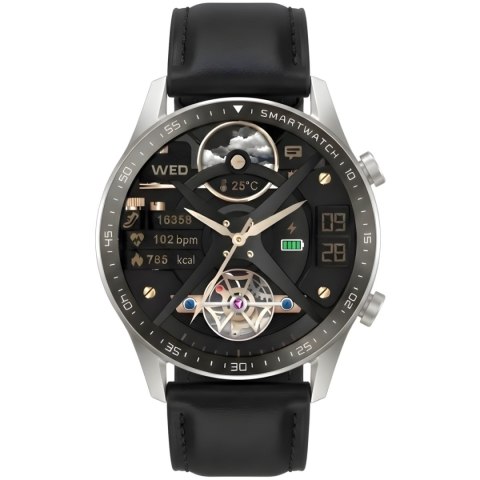 Smartwatch Gravity GT10-7 Srebrny z 2 Paskami (Silikon i Skóra)