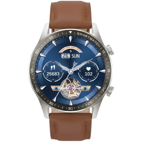 Smartwatch Gravity GT10-8 Srebrny z 2 Paskami (Silikon i Skóra)