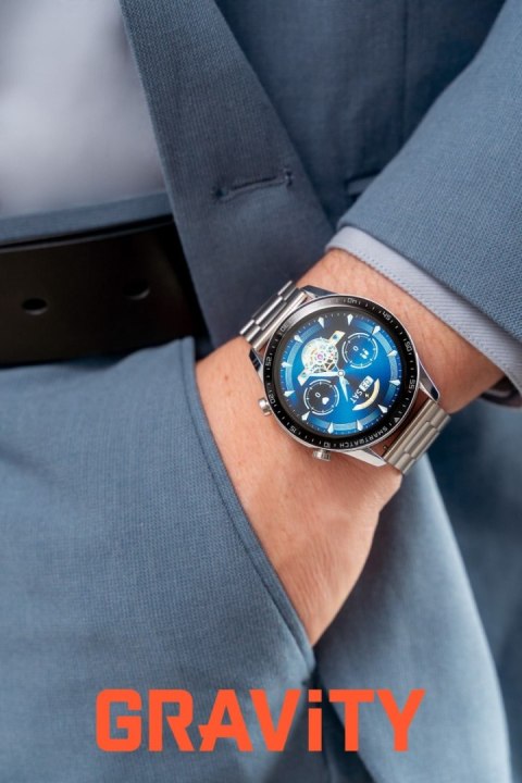Smartwatch Gravity GT10-6 Srebrny z Bransoletą i Paskiem