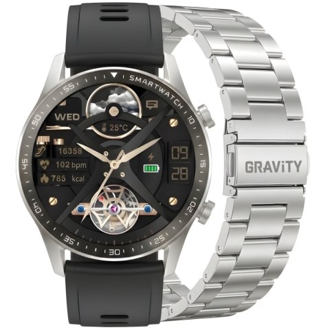 Smartwatch Gravity GT10-6 Srebrny z Bransoletą i Paskiem
