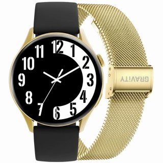 Smartwatch Gravity GT11-1 Złoty z Bransoletą i Czarnym Paskiem