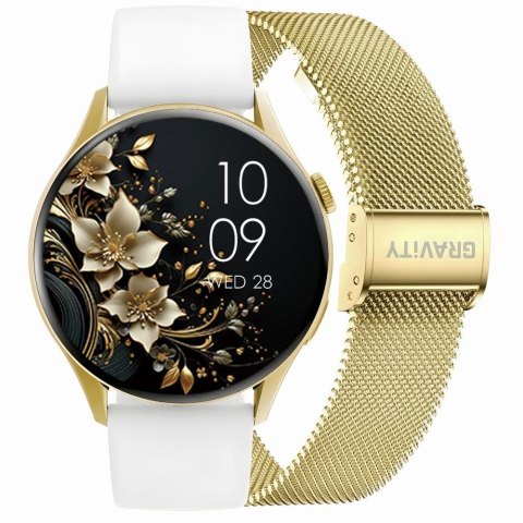 Smartwatch Gravity GT11-2 Złoty z Bransoletą i Białym Paskiem