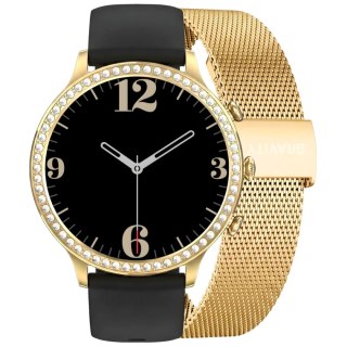 Smartwatch Gravity GT5-1 Złoty - Złota Bransoleta i Czarny Pasek