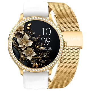 Smartwatch Gravity GT5-2 Złoty - Złota Bransoleta i Biały Pasek