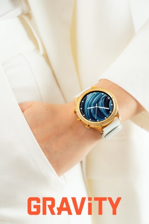 Smartwatch Gravity GT5-2 Złoty - Złota Bransoleta i Biały Pasek