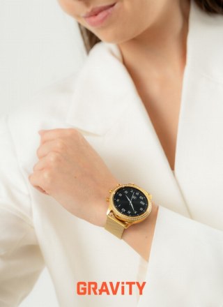 Smartwatch Gravity GT5-3 Złoty - Złota Bransoleta i Różowy Pasek