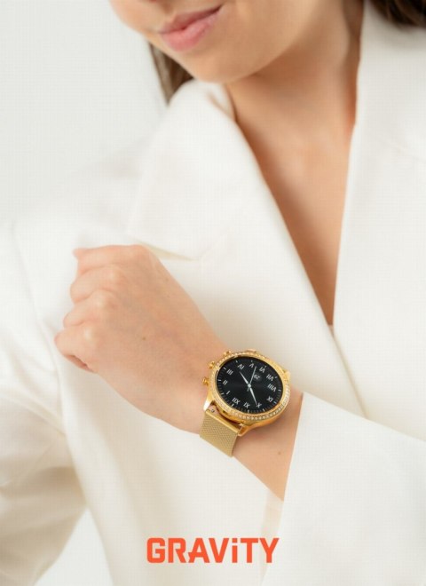 Smartwatch Gravity GT5-3 Złoty - Złota Bransoleta i Różowy Pasek