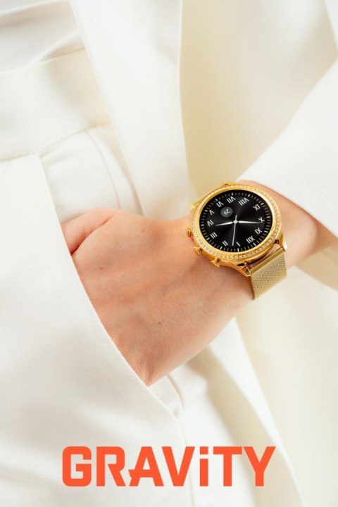 Smartwatch Gravity GT5-3 Złoty - Złota Bransoleta i Różowy Pasek