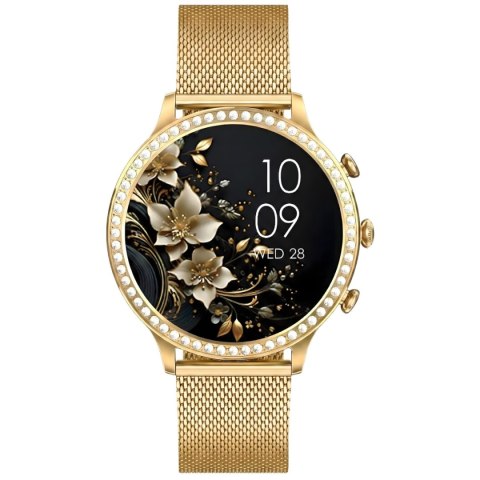 Smartwatch Gravity GT5-3 Złoty - Złota Bransoleta i Różowy Pasek
