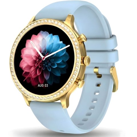 Smartwatch Gravity GT5-4 Złoty - Złota Bransoleta i Błękitny Pasek