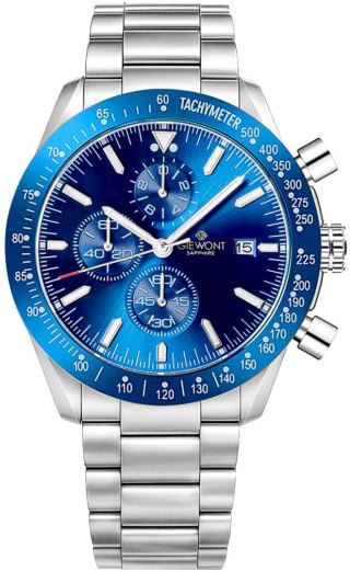 Zegarek Męski Giewont Chronograph Sapphire Srebrno Niebieski GW8720-B3
