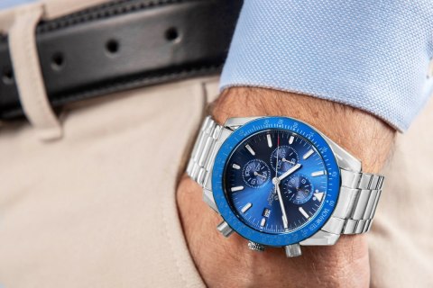 Zegarek Męski Giewont Chronograph Sapphire Srebrno Niebieski GW8720-B3