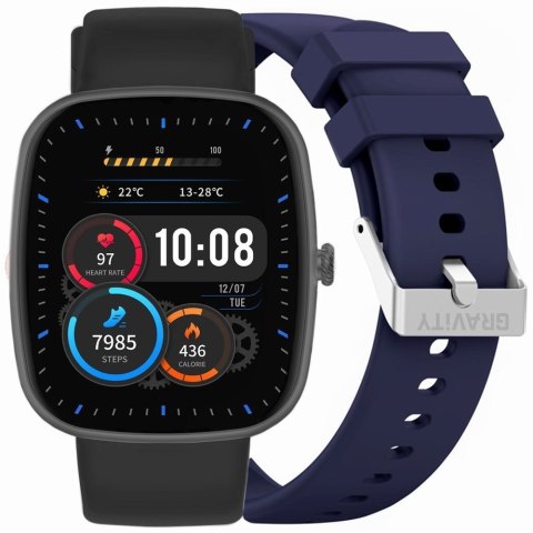 Smartwatch Gravity GT18-9 - Czarny/Fioletowy, BT Call