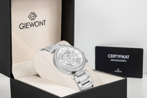 Zegarek Damski Giewont Sapphire Srebrny GW3380-B1 Chronograf