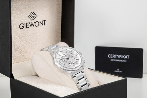 Zegarek Damski Giewont Sapphire Srebrny GW3670-B1 Chronograf