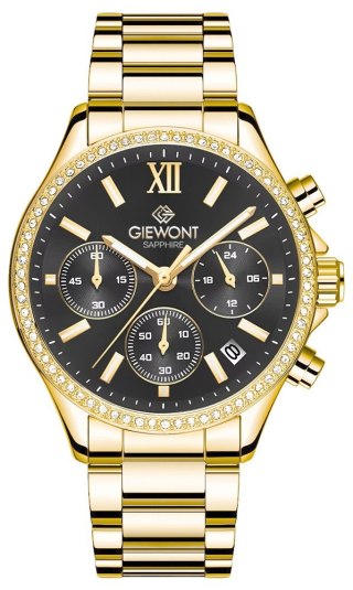 Zegarek Damski Giewont Sapphire Złoto Czarny Chronograf GW3670-B3