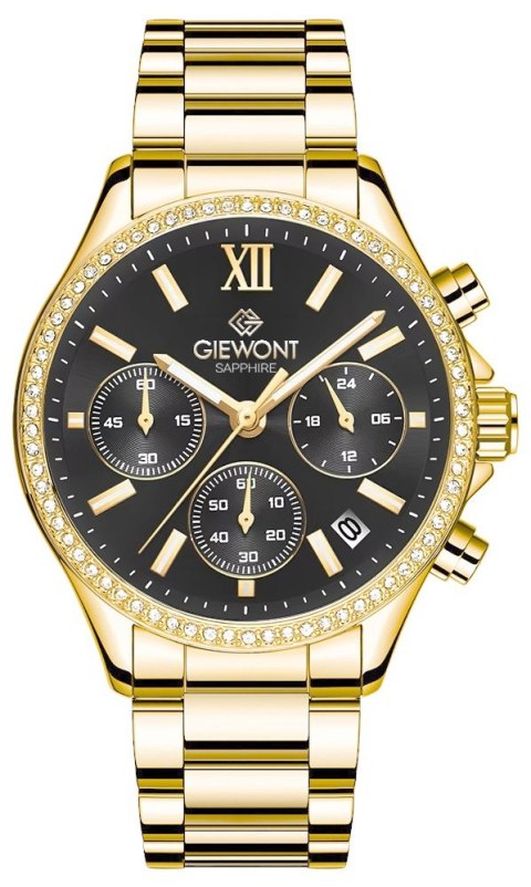Zegarek Damski Giewont Sapphire Złoto Czarny Chronograf GW3670-B3