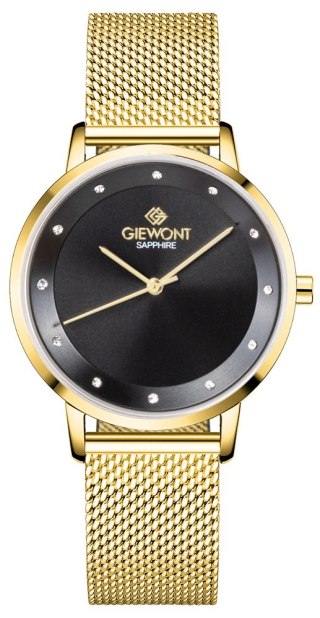 Zegarek Damski Giewont Sapphire Złoto Czarny Bransoleta Mesh