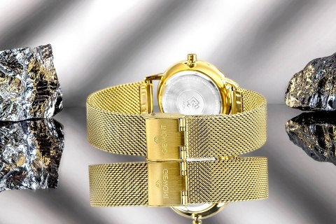 Zegarek Damski Giewont Sapphire Złoto Czarny Bransoleta Mesh