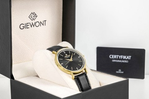 Zegarek Damski Giewont Sapphire Złoty z Czarnym Paskiem
